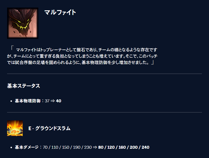 パッチ25.20のマルファイトのバフ